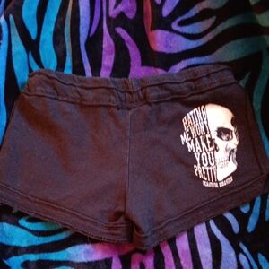 Women's Black Graphic Skull Lounge Shorts